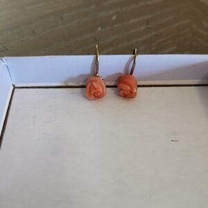 Vintage Coral Rose Earrings